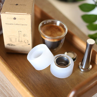 Refillable Coffee Espresso Capsules Stainless Steel Metal Coffee Pods  Compatible With Delta Q coffee Machine (silver capsule+tamper)