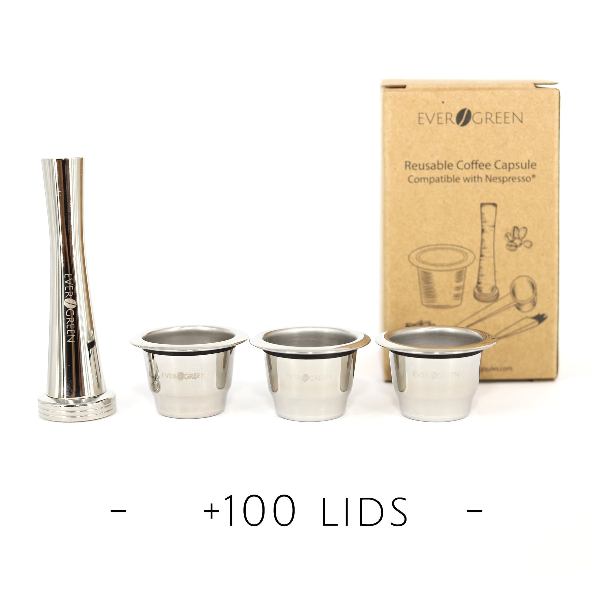 Evergreen® Reusable Capsule for Nespresso® with singleuse lids