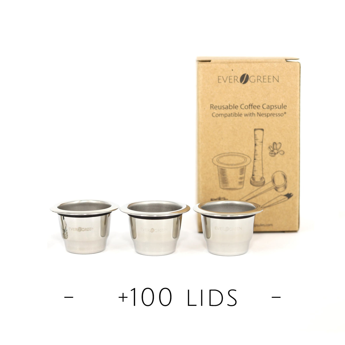 Evergreen® Reusable Capsule for Nespresso® with single-use lids